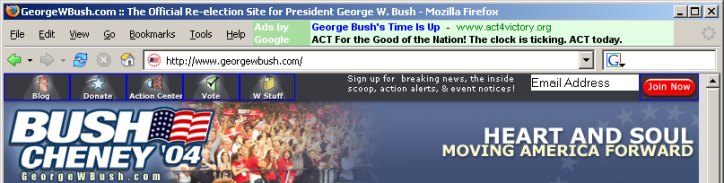 For example, when I visited George W. Bush's site, Google selected an anti-Bush ad.